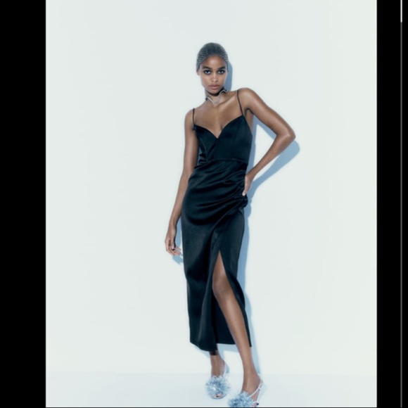 🖤 SATIN EFFECT MIDI DRESS - Picture 4 of 9